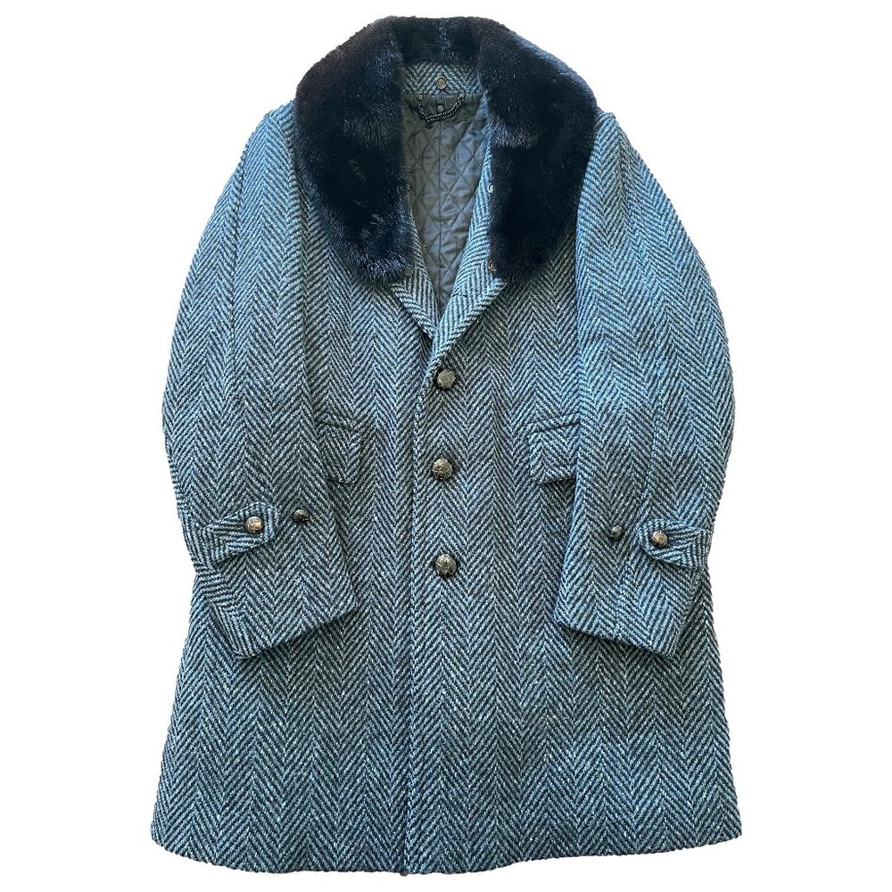 Burberry Prorsum Fall 2011 Blue Wool & Mink Coat